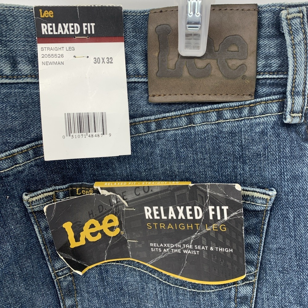 New Men's Lee Denim Jeans Newman Relaxed Fit Straight Leg Blue Size 30 x 32 - Picture 3 of 8